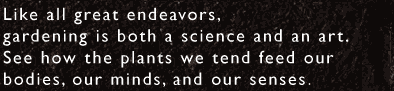 Like all great endeavors, gardening is both a science and an art. See how the plants we tend feed our bodies, our minds, and our senses.