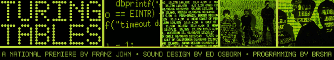 Turing Tables: A national premiere by Franz John. Sound design by Ed Osborn