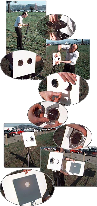 Photos showing how to view the transit safely